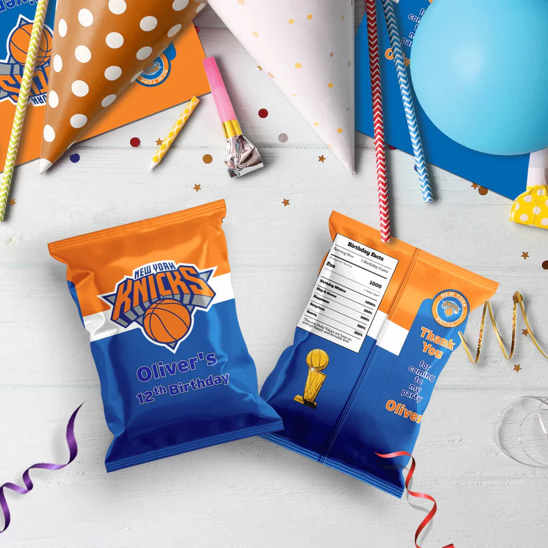 New York Knicks Birthday Decorations, NBA Team Party Supplies, NBA Basketball Team Themed, NewYork Knicks Digital Template, Editable New York Knicks Image SVG PNG