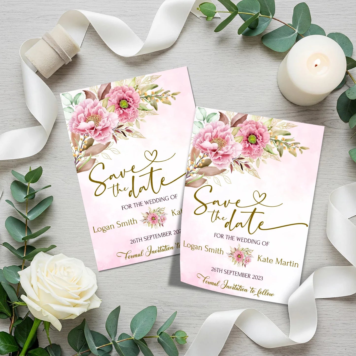 Peony DIY Wedding, Floral Wedding Party Supplies, Pink Peony Themed, Floral Digital Template, Editable Pink Peony Image SVG PNG