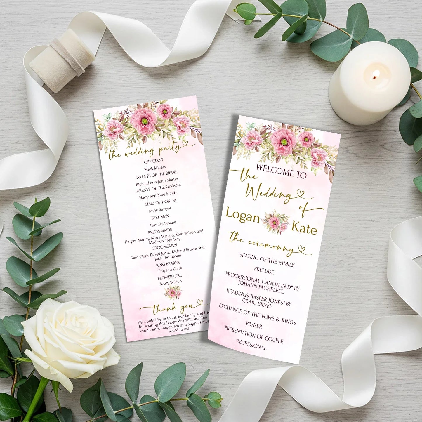 Peony DIY Wedding, Floral Wedding Party Supplies, Pink Peony Themed, Floral Digital Template, Editable Pink Peony Image SVG PNG