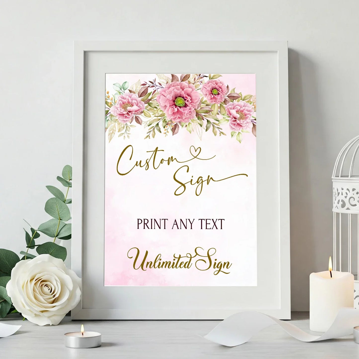 Peony DIY Wedding, Floral Wedding Party Supplies, Pink Peony Themed, Floral Digital Template, Editable Pink Peony Image SVG PNG