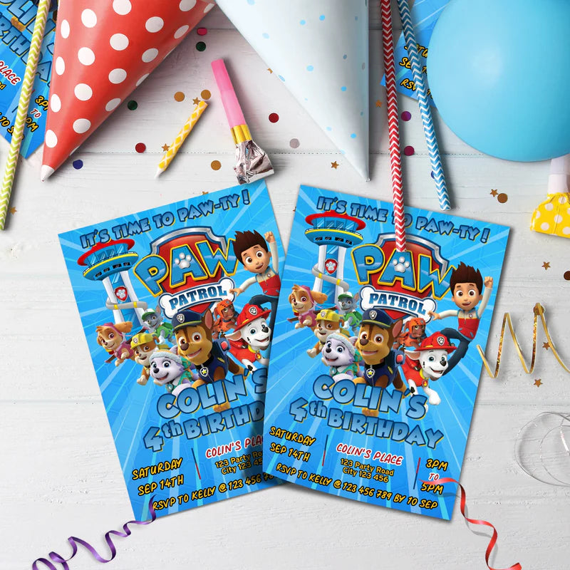 Paw Patrol Birthday Decorations, Rocky Zuma Party Supplies, Rubble & Crew Themed, Paw Patrol Digital Template, Editable Paw Patrol Image SVG PNG