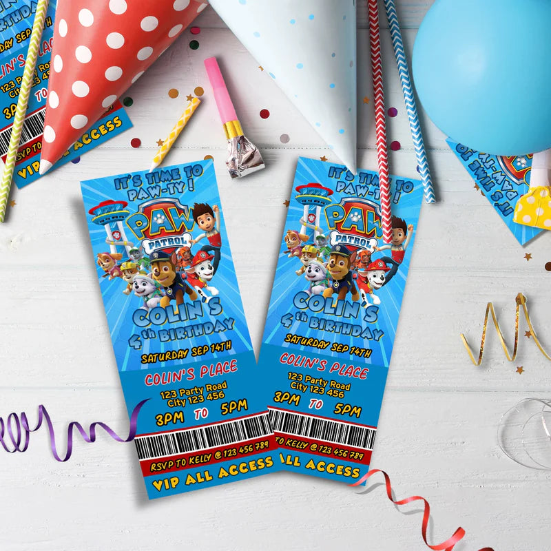 Paw Patrol Birthday Decorations, Rocky Zuma Party Supplies, Rubble & Crew Themed, Paw Patrol Digital Template, Editable Paw Patrol Image SVG PNG