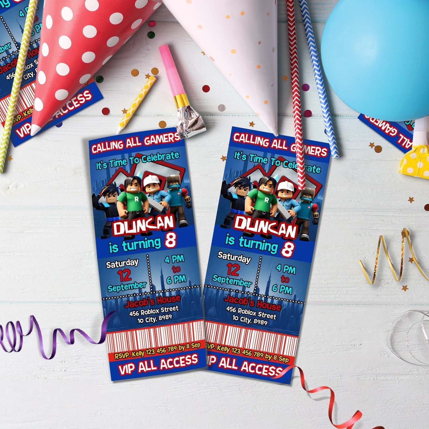 Roblox Birthday Decorations, Roblox Video Games Party Supplies, Roblox Themed, Roblox Template Digital Template, Editable Roblox 3D Image SVG PNG