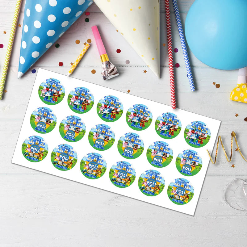 Robocar POLI Cupcake Toppers - Custom Birthday Cupcake Decor