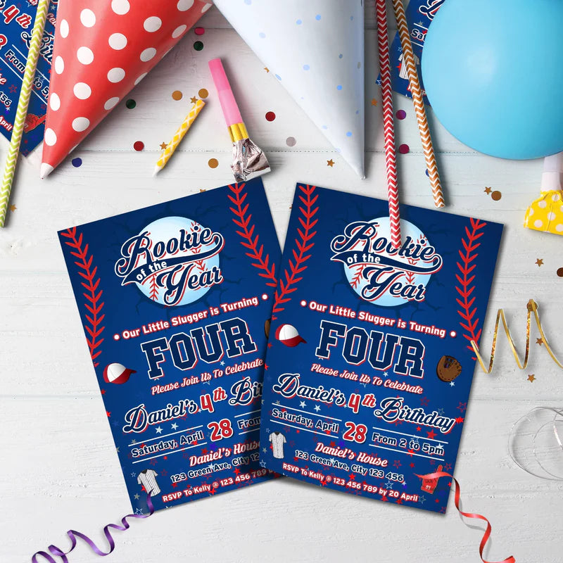Rookie of The Year Birthday Decorations, MVP Sport Party Supplies, Baseball Themed, Rookie of the Year Digital Template, Editable Rookie of the Year Image SVG PNG
