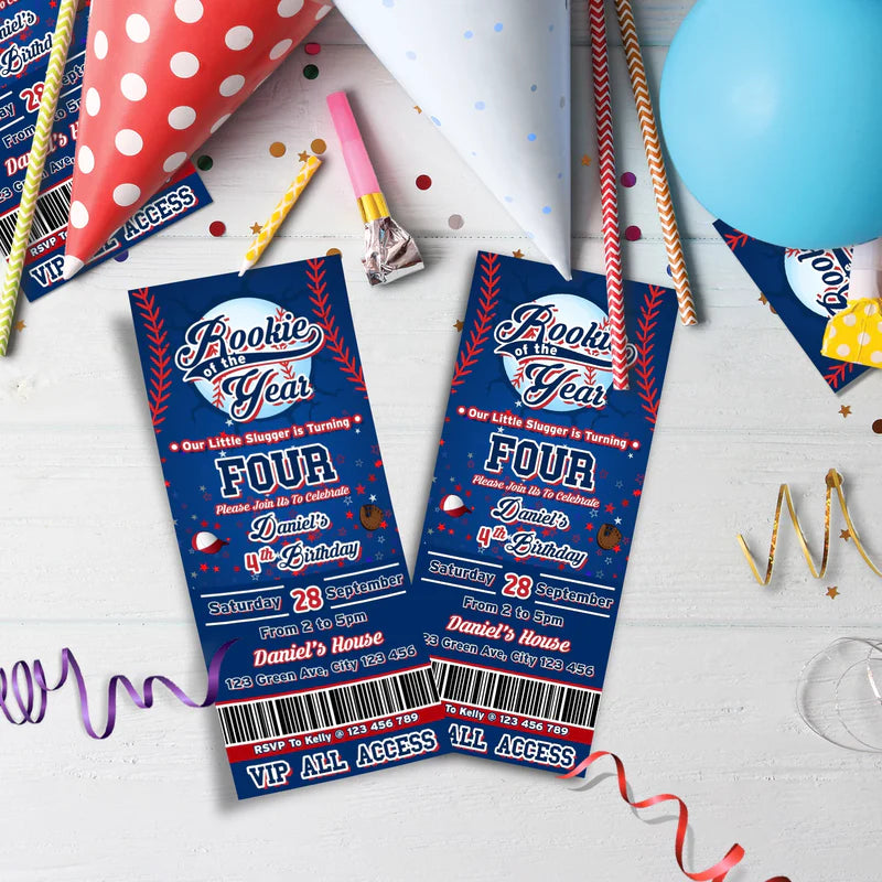 Rookie of The Year Birthday Decorations, MVP Sport Party Supplies, Baseball Themed, Rookie of the Year Digital Template, Editable Rookie of the Year Image SVG PNG