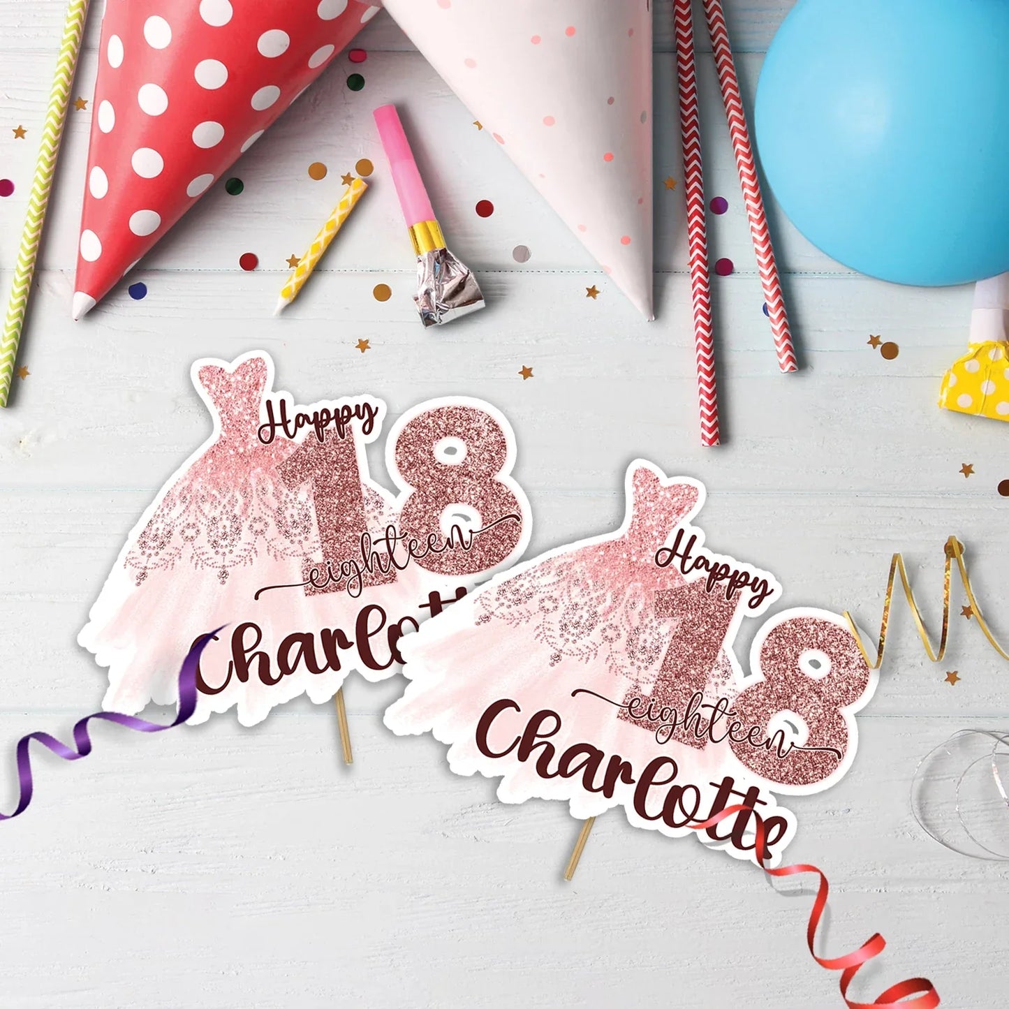 18th birthday Birthday Decorations, 16th birthday Party Supplies, Teen Birthday Themed, Adult Birthday Digital Template, Editable Rose Gold Image SVG PNG