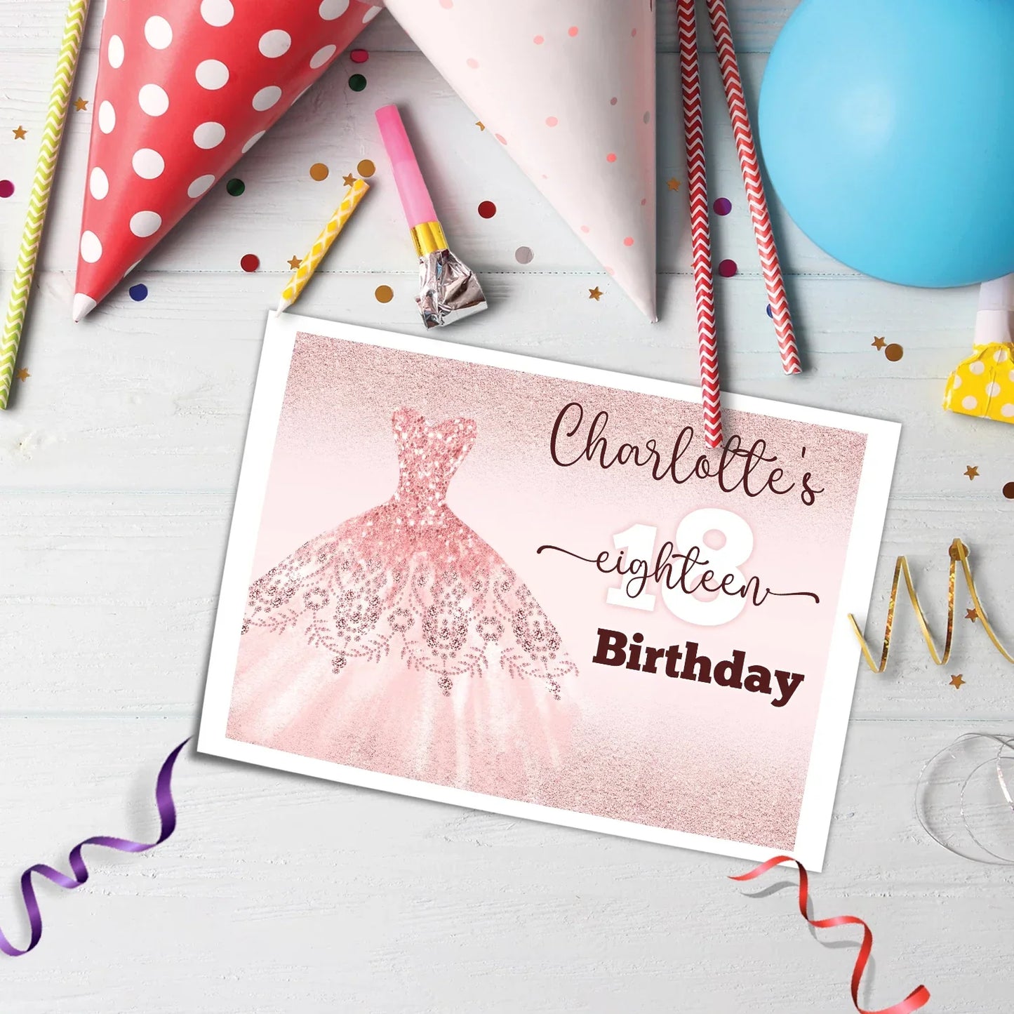 Rose Gold Personalized Edible Sheet Cake Topper - Custom Design