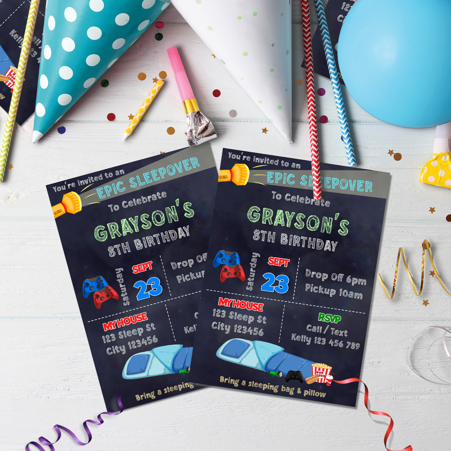 Sleepover Birthday Decorations, Sleep Under Party Supplies, Slumber Party Themed, Pajama Party Digital Template, Editable Sleepover Image SVG PNG