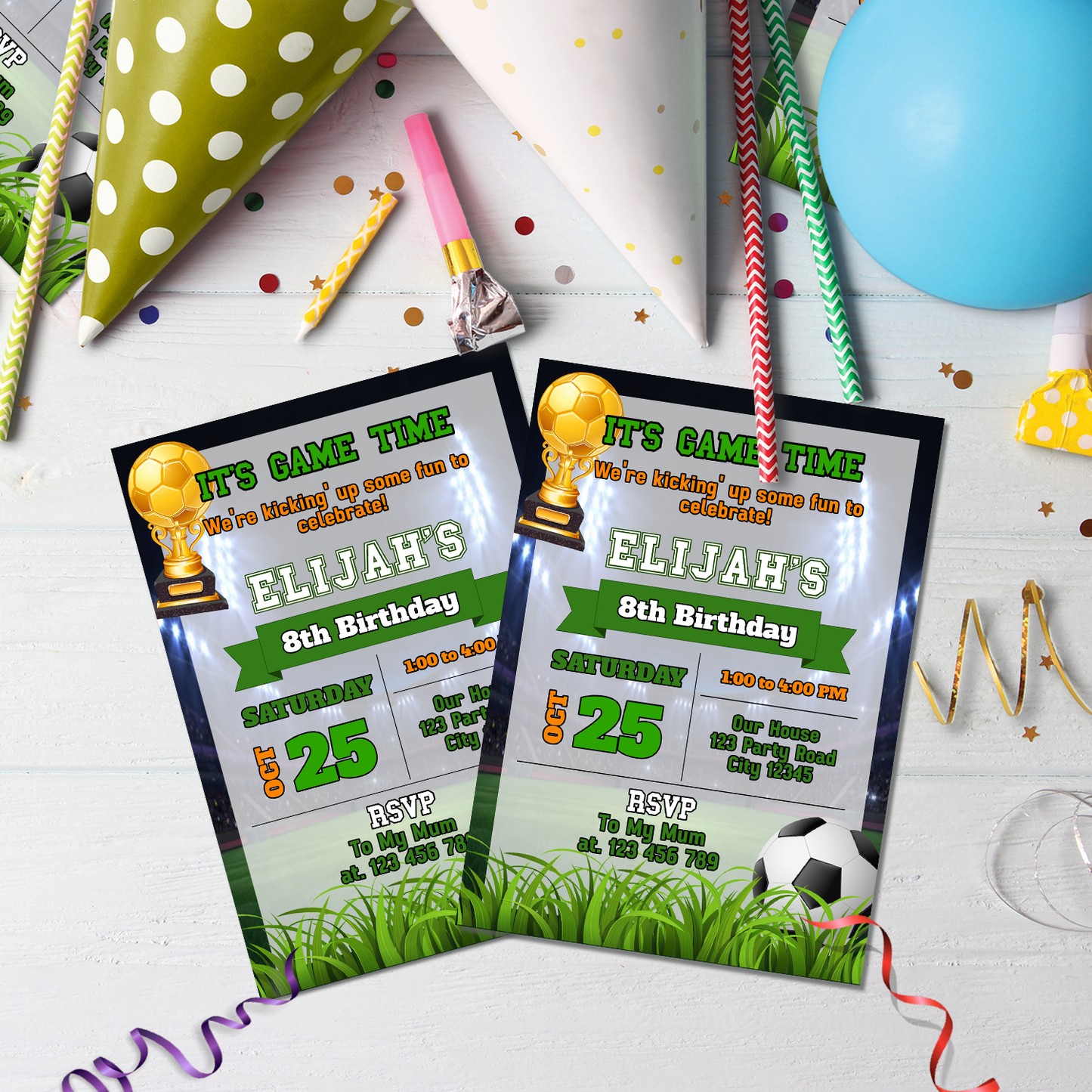 Soccer Birthday Decorations, FIFA World Cup Party Supplies, Messi Ronaldo Themed, Football Digital Template, Editable Soccer Image SVG PNG