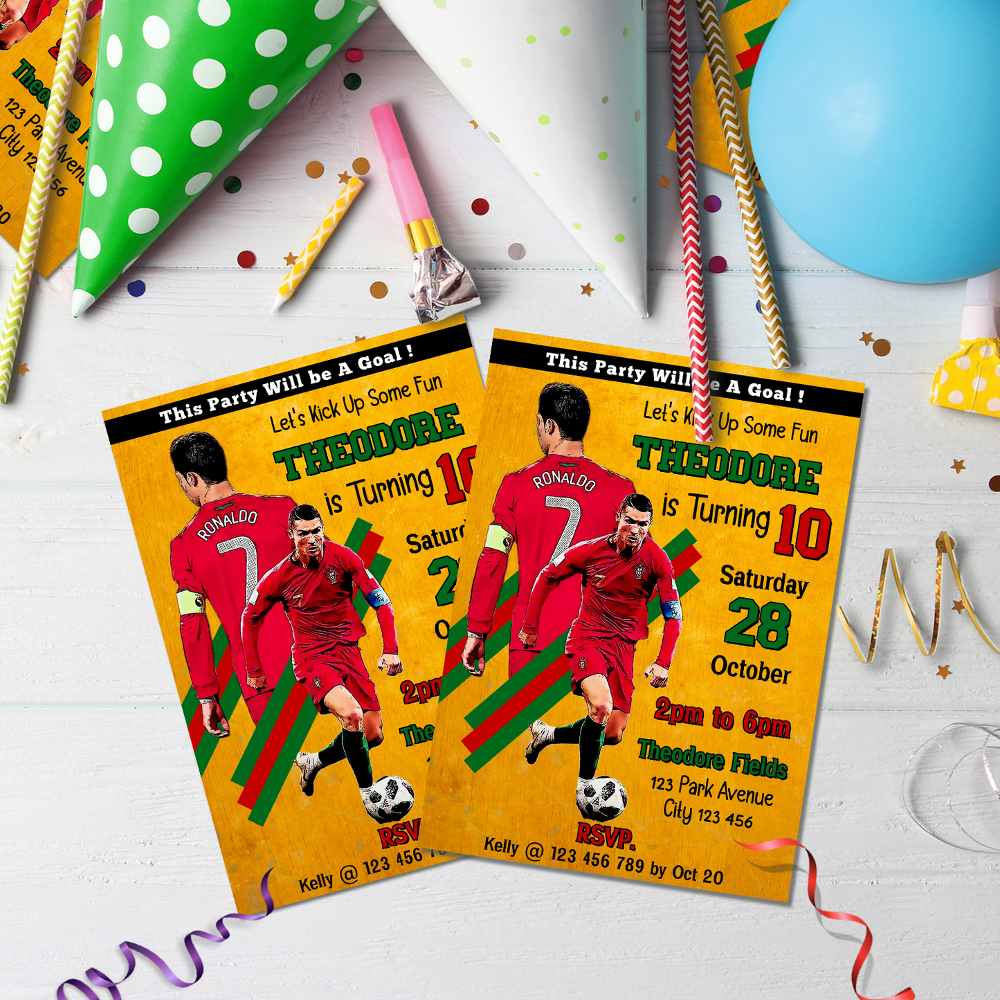 Ronaldo Birthday Decorations, FIFA World Cup Party Supplies, Ronaldo Portugal Themed, CR7 Digital Template, Editable Ronaldo CR7 Image SVG PNG