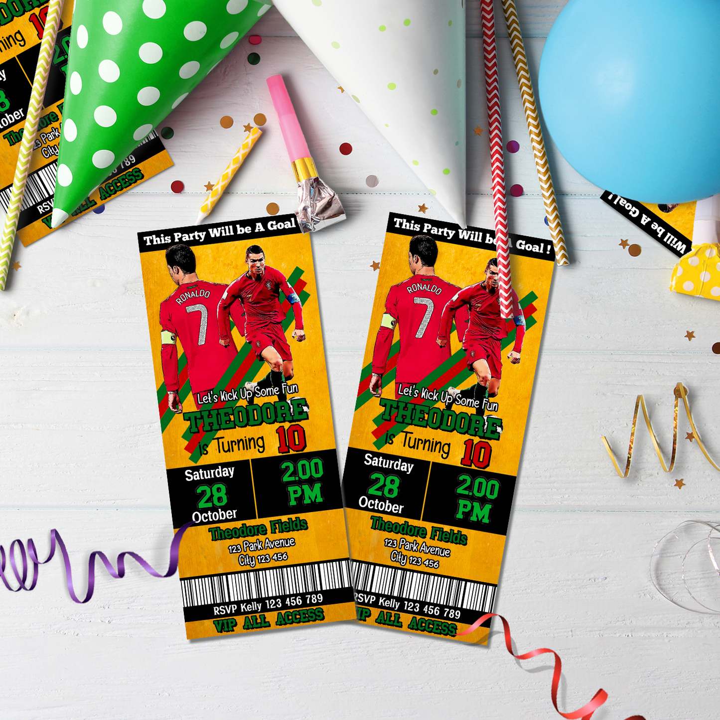 Ronaldo Birthday Decorations, FIFA World Cup Party Supplies, Ronaldo Portugal Themed, CR7 Digital Template, Editable Ronaldo CR7 Image SVG PNG