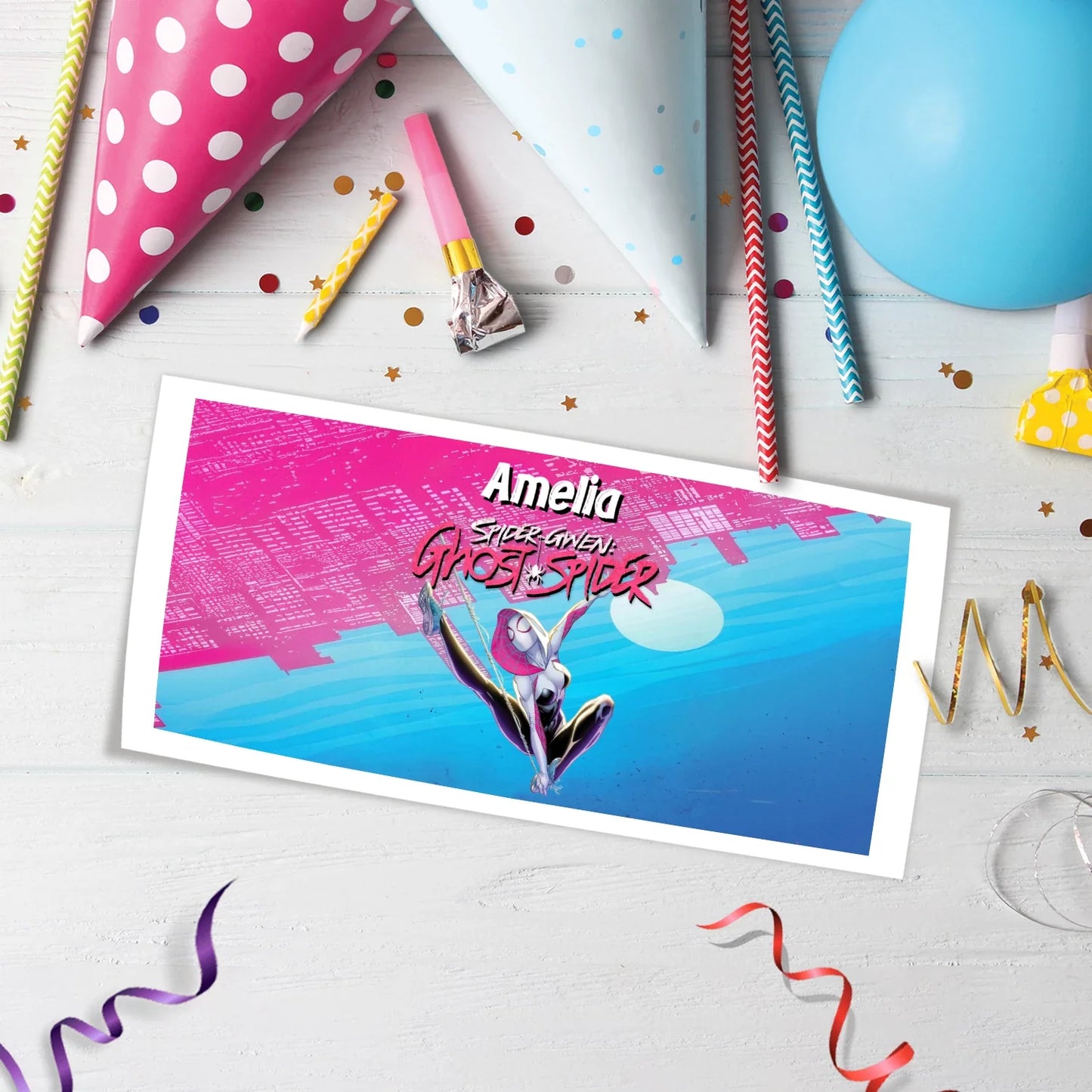 Spider-Gwen Birthday Decorations, Ghost Spider Party Supplies, Gwen Stacy Themed, Spider Woman Digital Template, Editable Spider-Woman Image SVG PNG