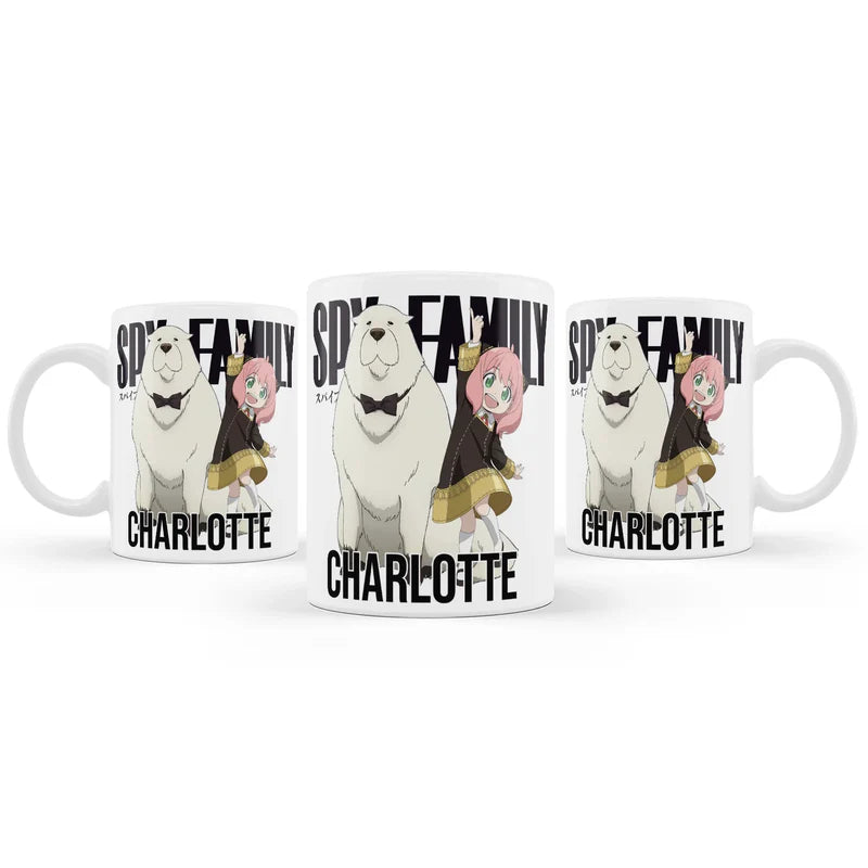 Spy X Family sublimation mug featuring a personalized name and vibrant anime print on a white ceramic cup