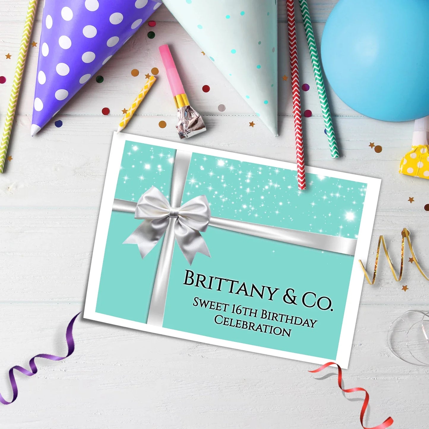 Tiffany & CO Inspired Personalized Icing Sheet Cake Topper Image