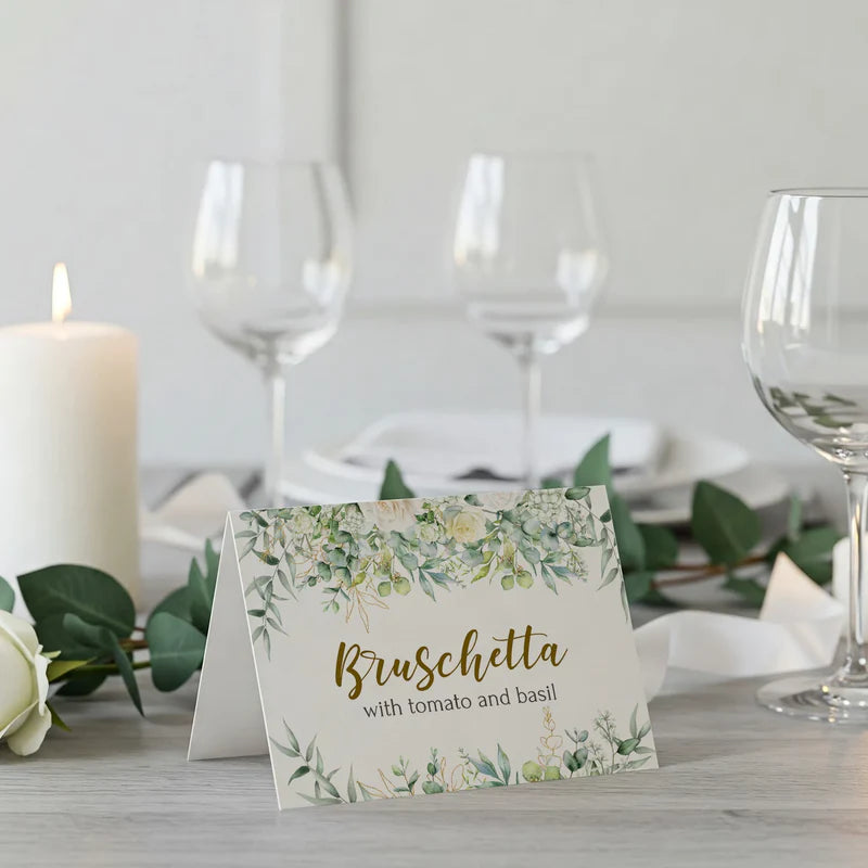 White Rose DIY Wedding, Floral Wedding Party Supplies, Eucalyptus Leaves Themed, DY Wedding Digital Template, Editable White Rose and Eucalyptus Leaves Image SVG PNG