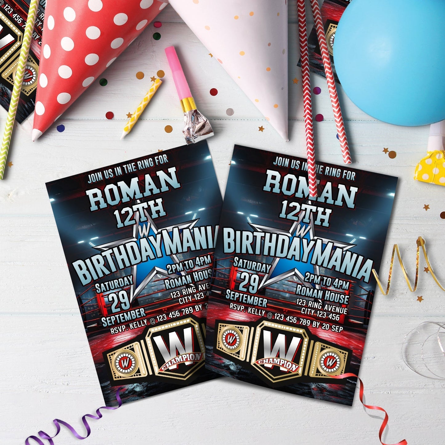 WWE WrestleMania Birthday Decorations, Wrestler Party Supplies, Birthday Mania, Pro Wrestling, Wrestle SVG