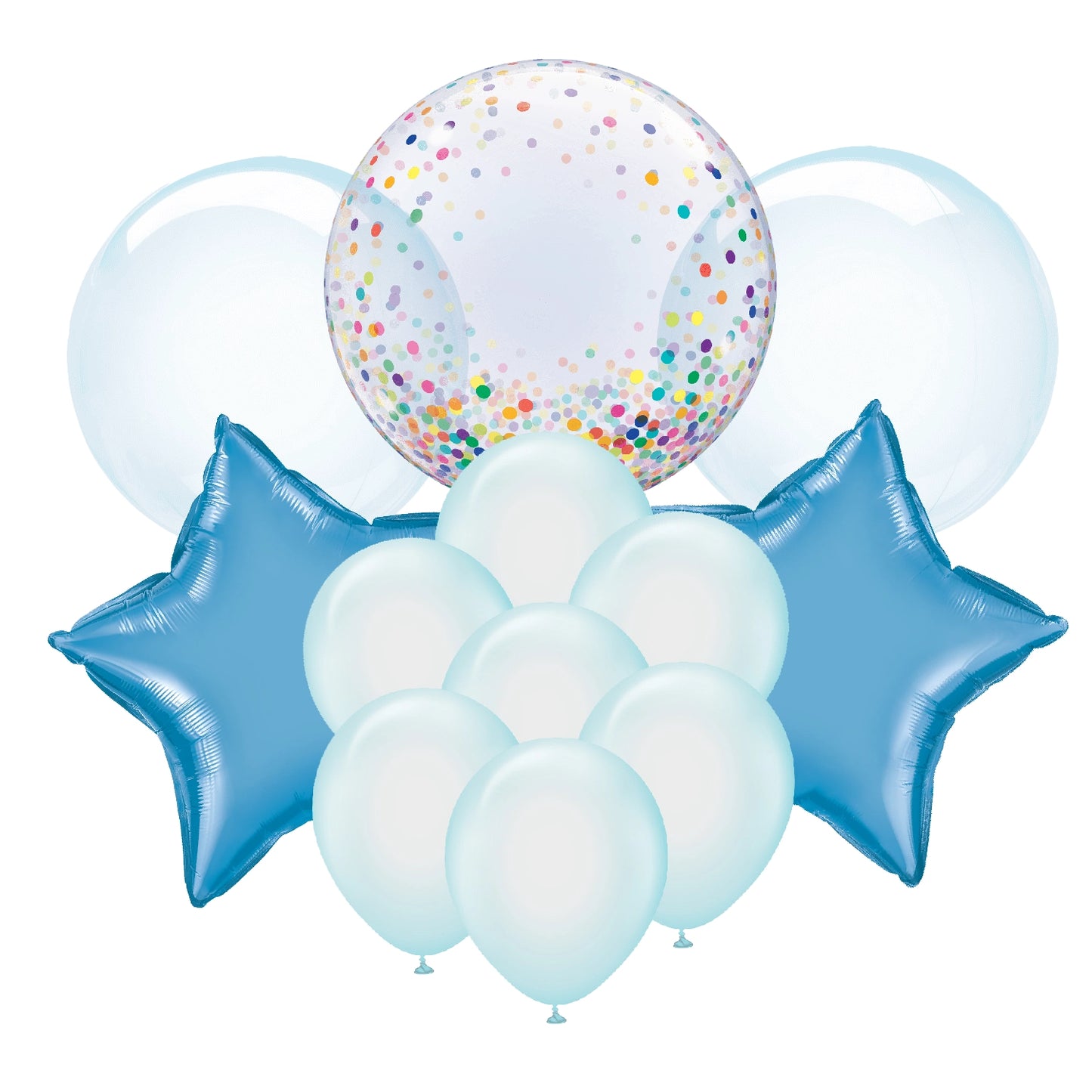 Crystal Blue Clear Foil Latex Balloons Pack for Party Decorations - Pack of 12