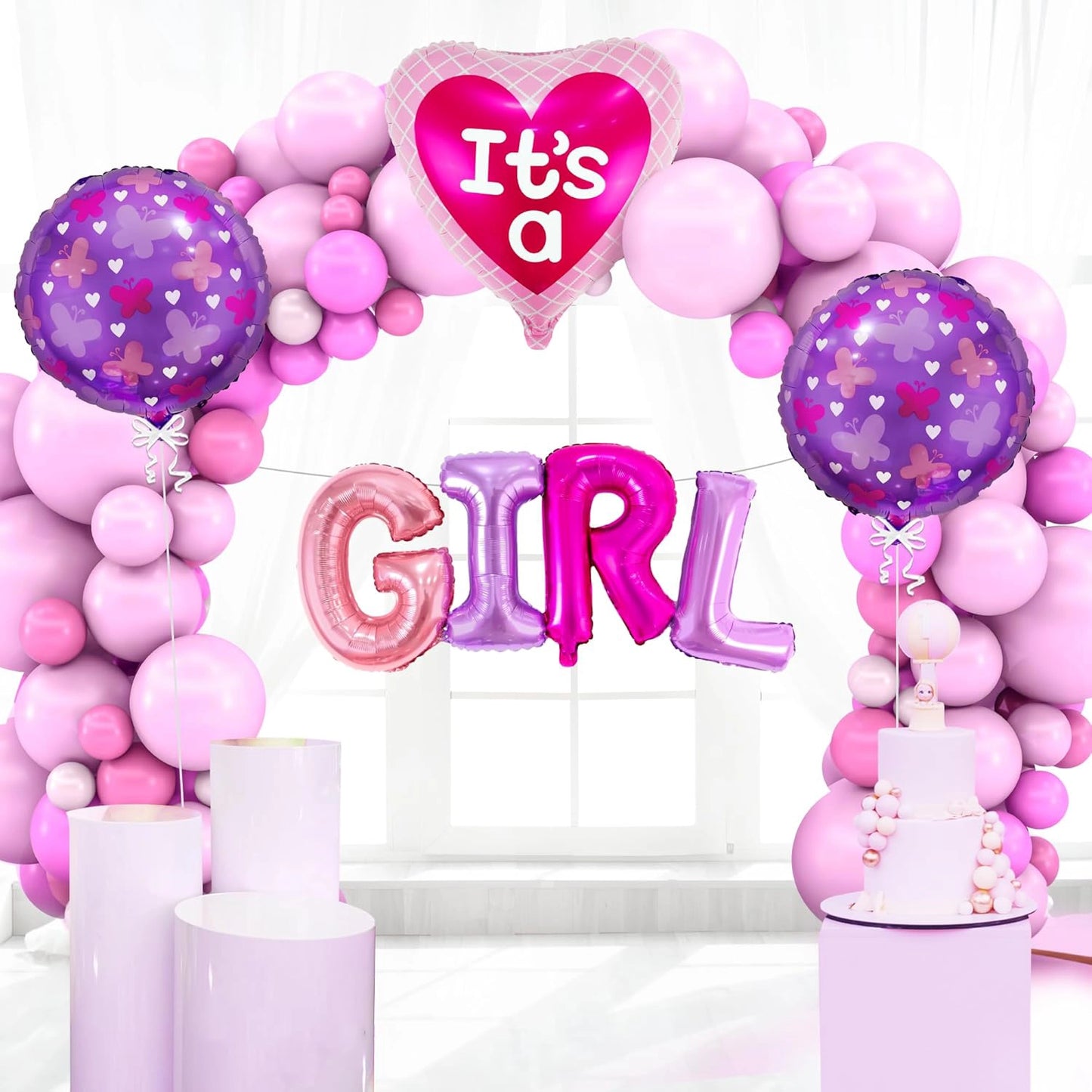 A little one is on the way! Make your baby shower an event to be remembered!
This baby girl balloons set is a great way to add a pop of color and a touch of fun to any baby shower or welcome home party. It is perfect for decorating a nursery, playroom or even the living room. It also makes a great gift for new parents, grandparents, or anyone celebrating the arrival of a new baby girl
This set includes a large "Baby Girl" foil balloon, foil balloons featuring cute themed designs. The girl baby shower ball