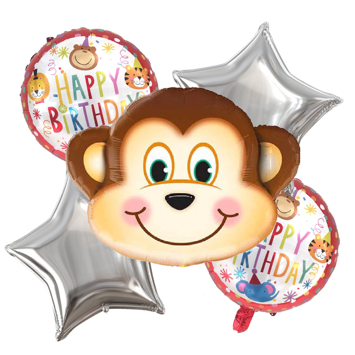 Safari Jungle Monkey Birthday Party Decorations, 5PCS Monkey Foil Balloons