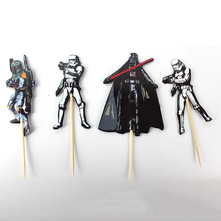 Star Wars-themed cupcake topper featuring iconic characters and designs, ideal for party decorations