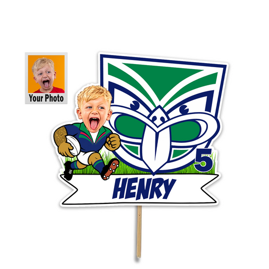 Custom NZ Warriors Face Cake Topper | Personalised NZWarrios Cake Toppers with face for any age