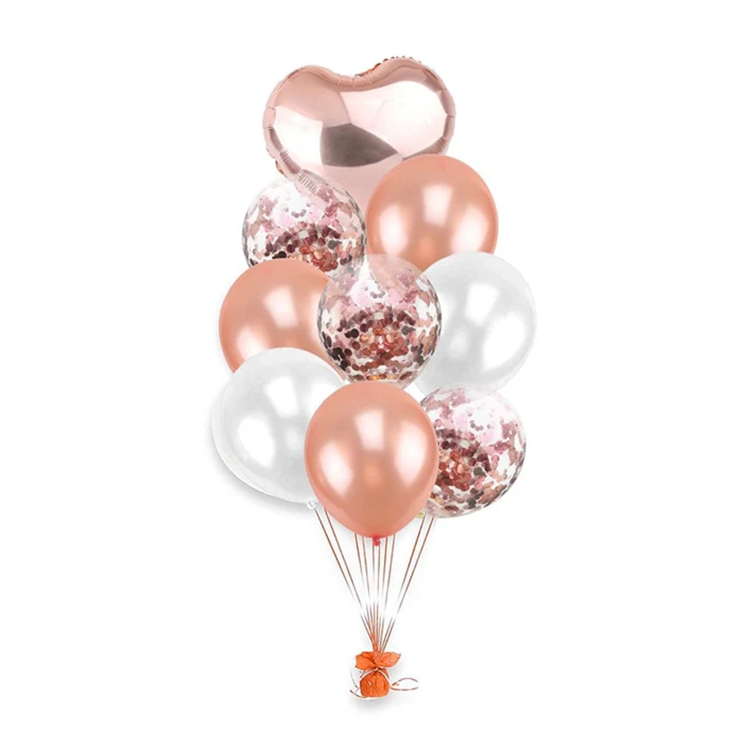 9pcs/set Heart Foil Confetti Latex Balloons Pack - Rose Gold