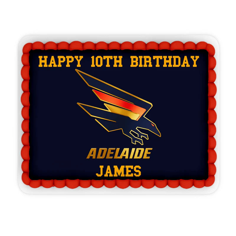 Adelaide Crows edible sheet cake image with rectangular design and logo centered in team colors