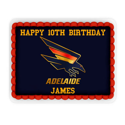 Adelaide Crows edible sheet cake image with rectangular design and logo centered in team colors