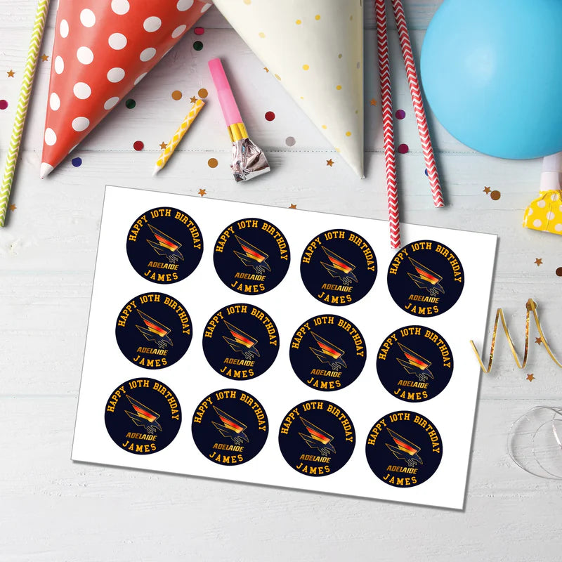 Adelaide Crows Cupcake Toppers Custom AFL Party Favor Set of 5