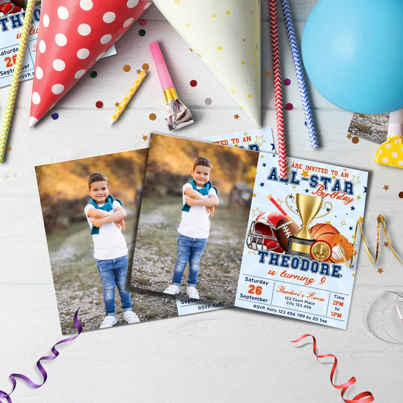 All Star Sports Birthday Decorations, MVP Sport Party Supplies, Sport Star Themed, All Star Digital Template, Editable All Star Sports Image SVG PNG