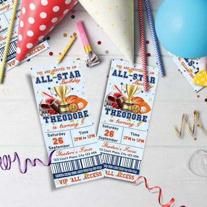 All Star Sports Birthday Decorations, MVP Sport Party Supplies, Sport Star Themed, All Star Digital Template, Editable All Star Sports Image SVG PNG