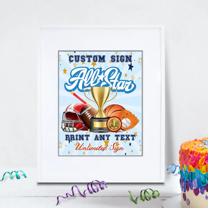 All Star Sports Birthday Decorations, MVP Sport Party Supplies, Sport Star Themed, All Star Digital Template, Editable All Star Sports Image SVG PNG
