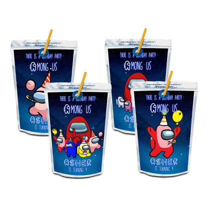 Among Us Personalized Juice Pouch Label for Birthday Party drinks