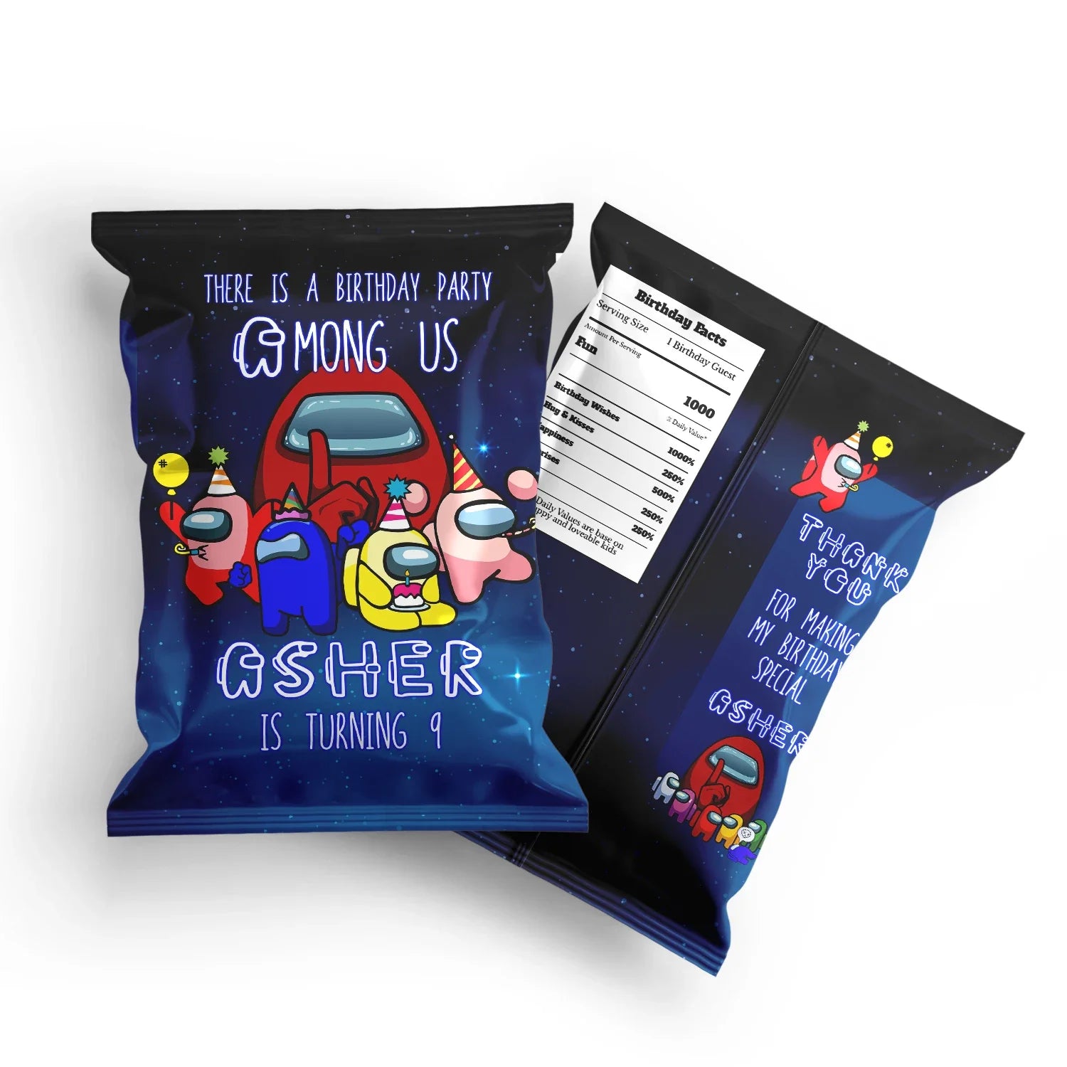 Among Us Chips Bag Label for Personalized Party favors