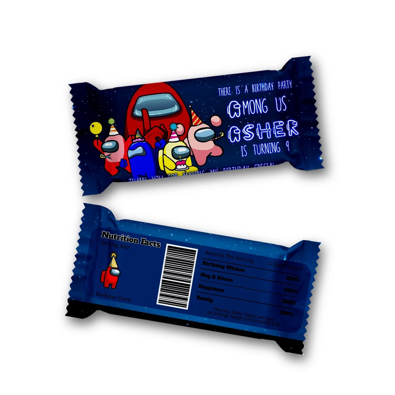 Among Us Rice Krispies Treats Label and Candy Bar Label with Personalized designs