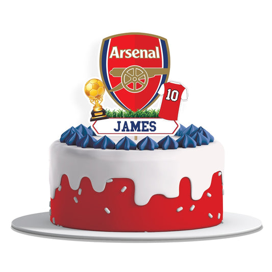 Arsenal themed personalized cake toppers