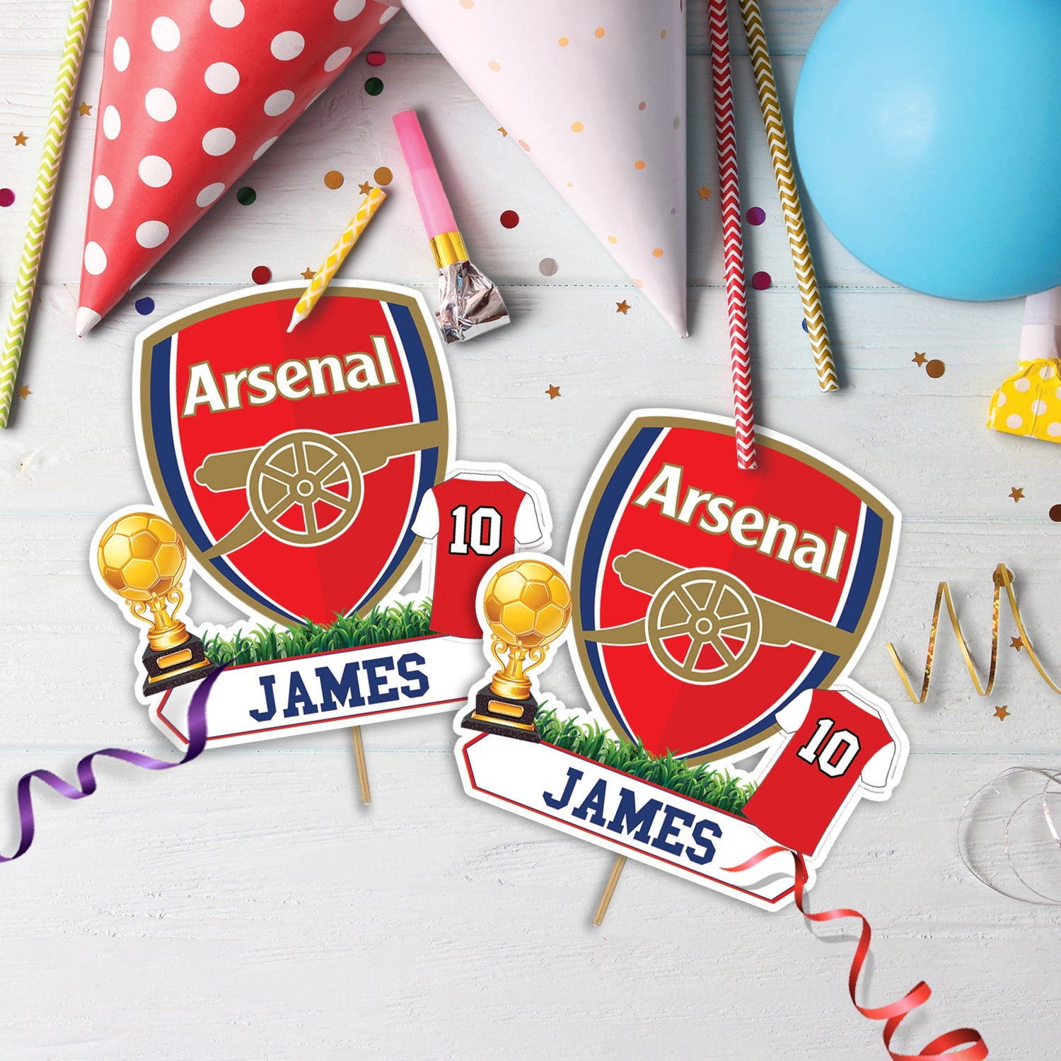 Geburtstagskarte Für Enkel – Arsenal-Fußball-Design, Geprägt Mit Silberfolie, Inkl. Umschlag