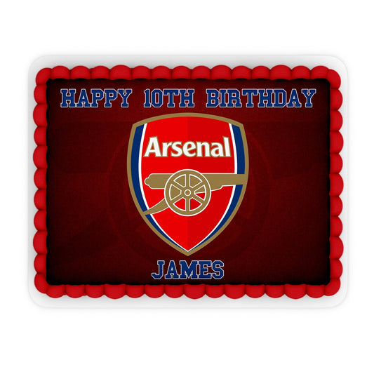 Rectangle Arsenal themed personalized edible sheet cake images