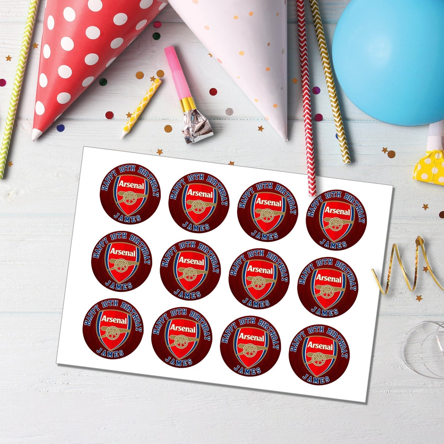 Arsenal Personalized Cupcakes Toppers - Sweet Treats for Football Fans