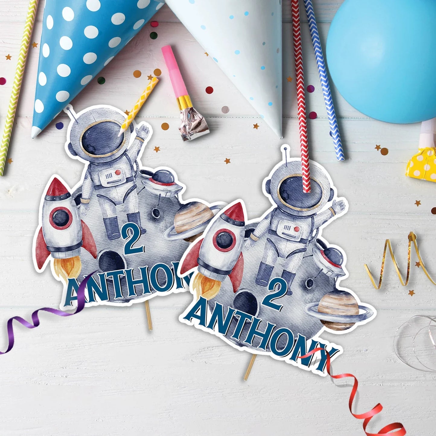 Astronaut Birthday Decorations, Outer Space Party Supplies, Space Themed, Astronaut Digital Template, Editable Astronaut Image SVG PNG