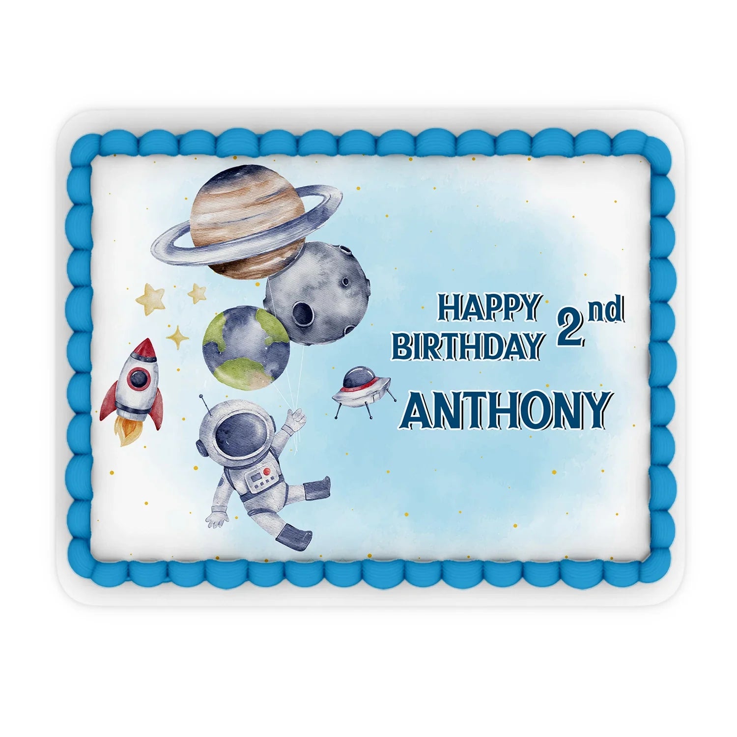 Astronaut Personalized Edible Sheet Cake Images featuring vibrant designs 