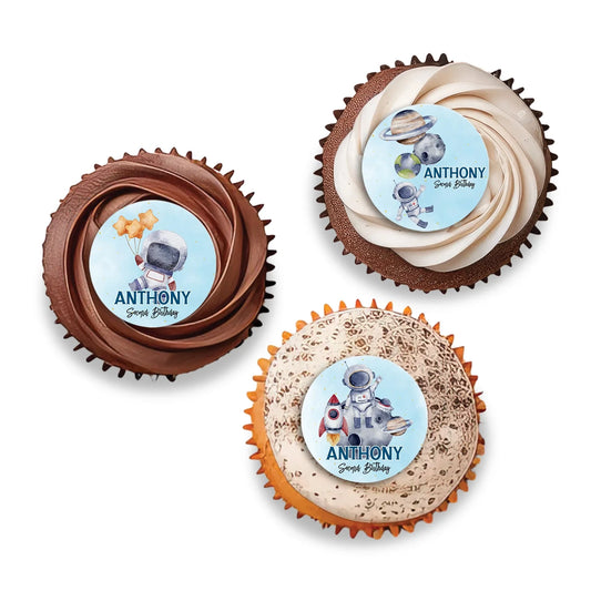 Astronaut Personalized Cupcakes Toppers to enhance festive treats 