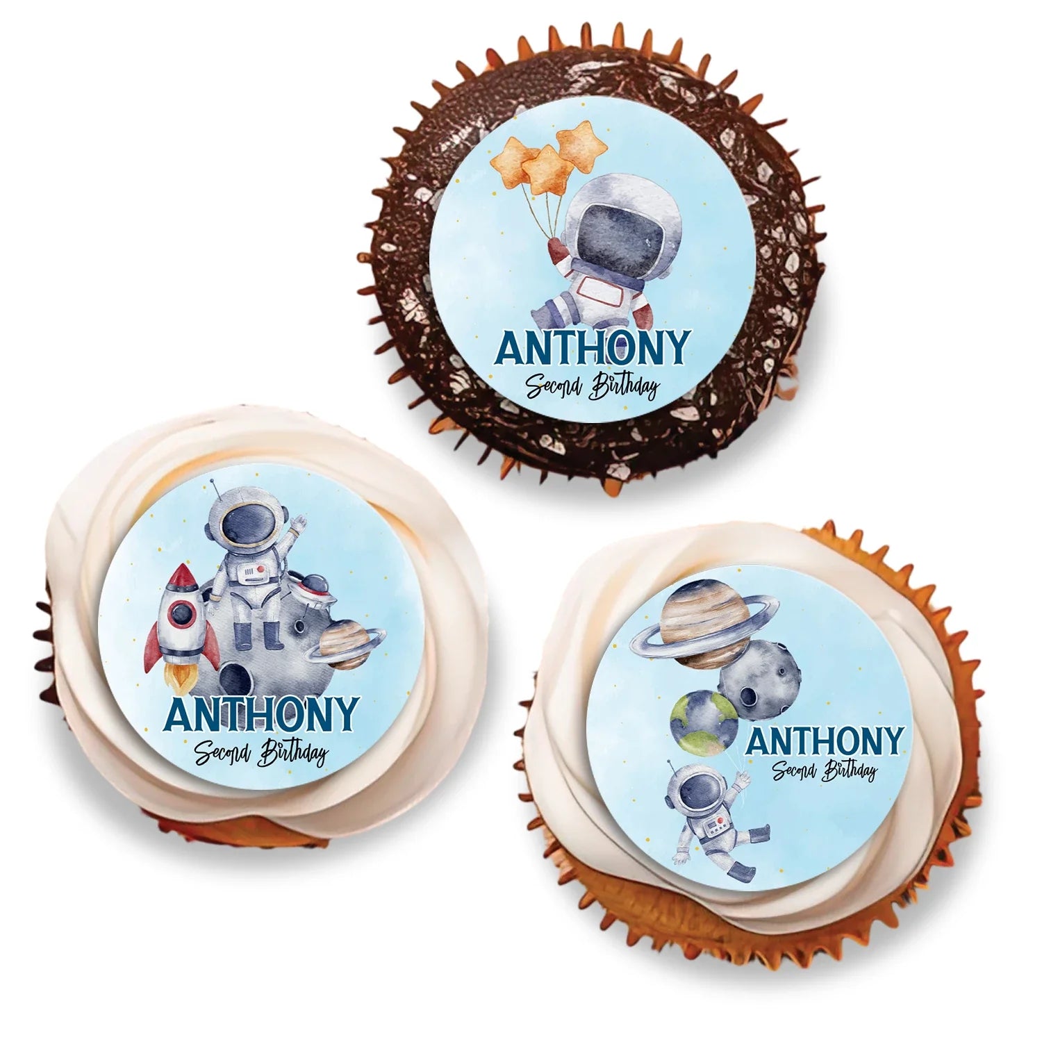 Astronaut Personalized Cupcakes Toppers to enhance festive treats 