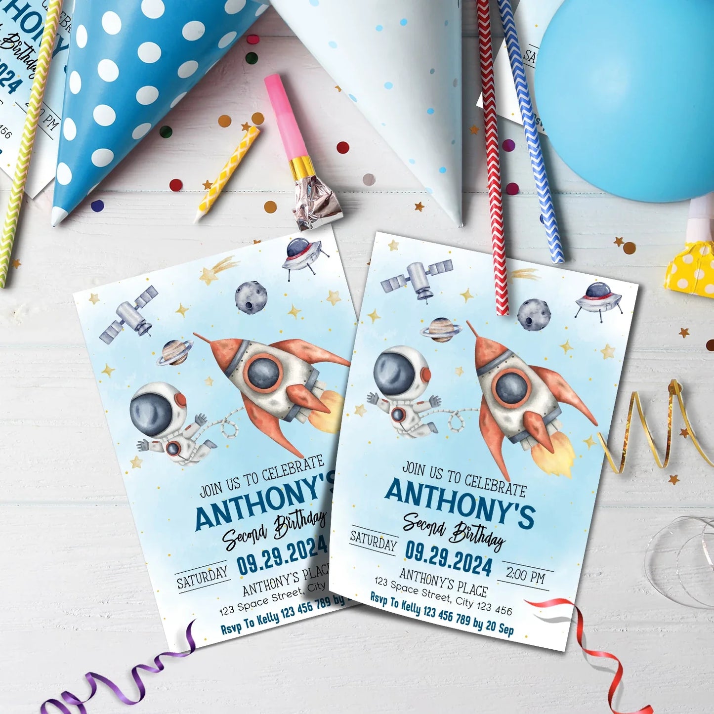 Astronaut Birthday Decorations, Outer Space Party Supplies, Space Themed, Astronaut Digital Template, Editable Astronaut Image SVG PNG