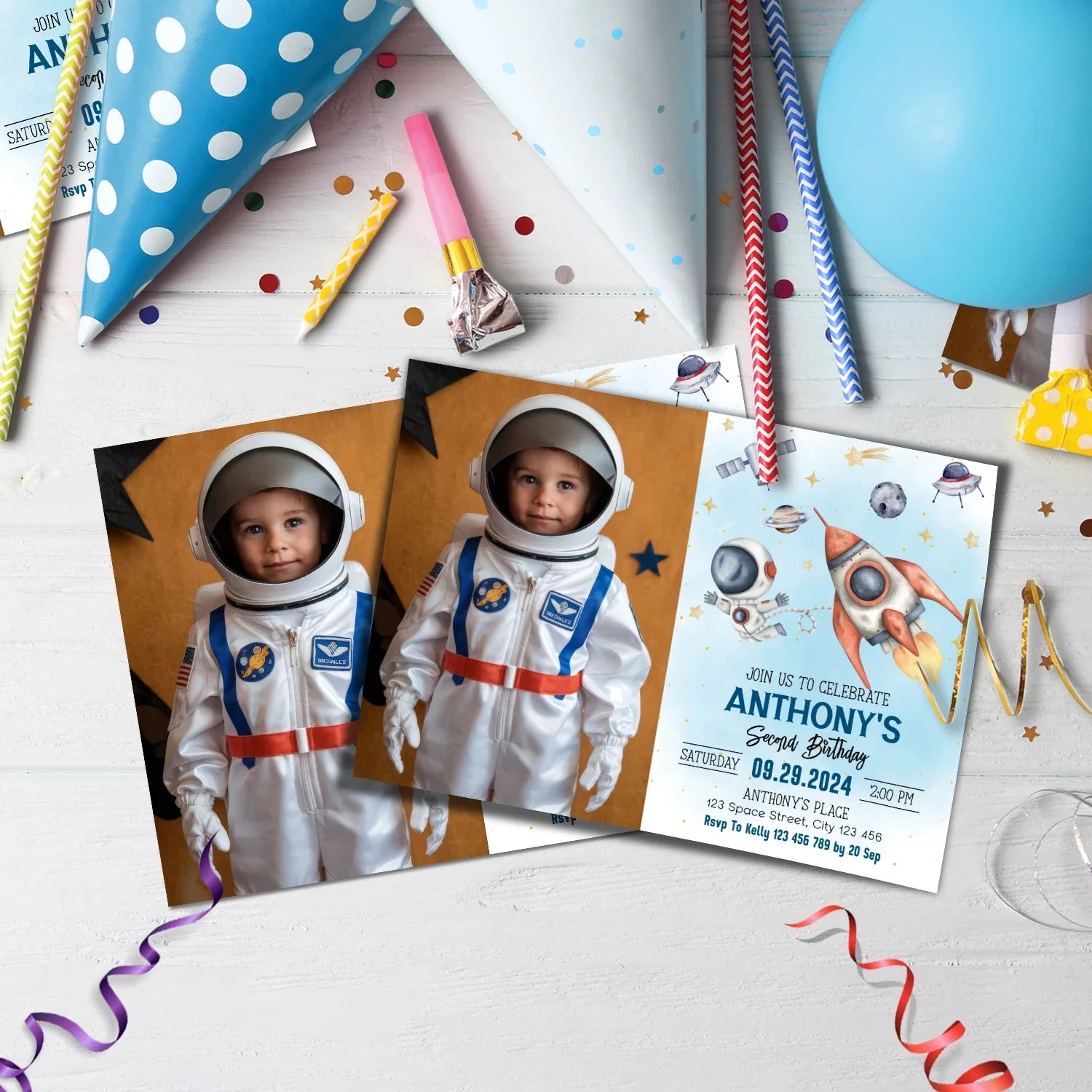 Astronaut Birthday Decorations, Outer Space Party Supplies, Space Themed, Astronaut Digital Template, Editable Astronaut Image SVG PNG