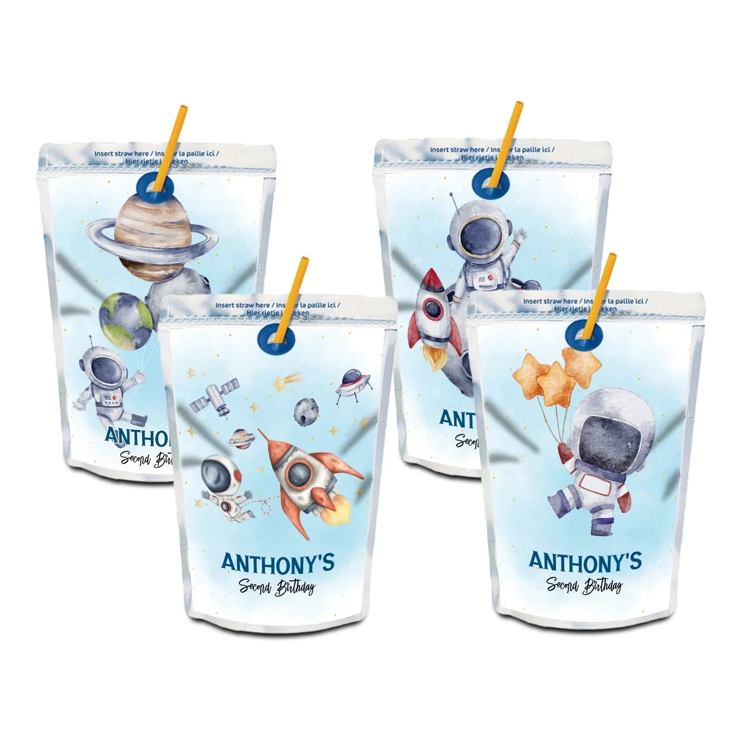 Astronaut Juice Pouch Label for a playful drink presentation 