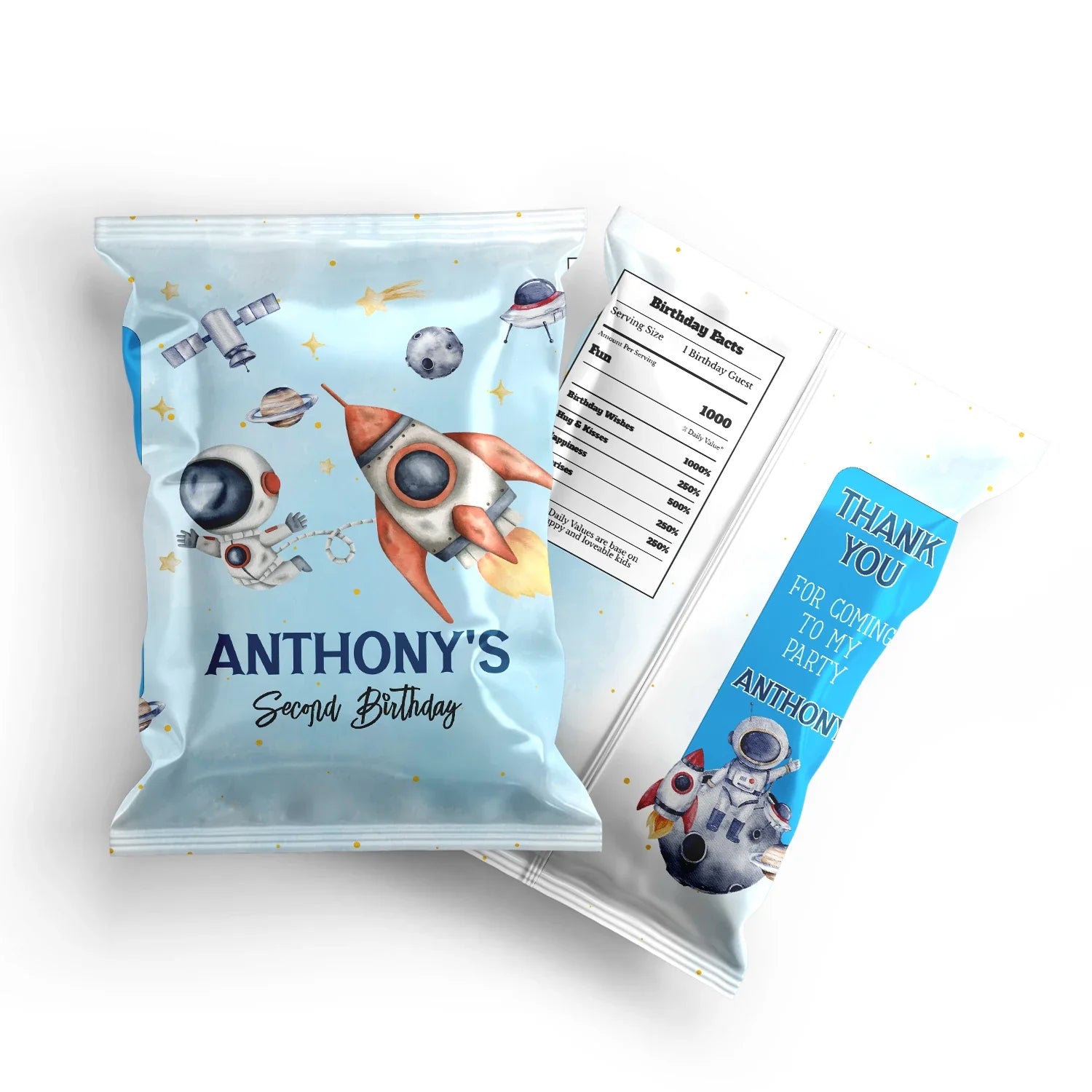 Astronaut Chips Bag Label for fun and themed snack labels 