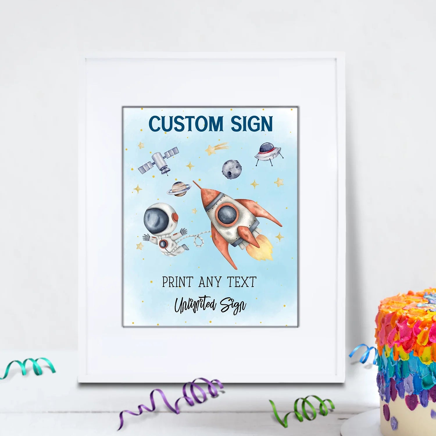 Astronaut Birthday Decorations, Outer Space Party Supplies, Space Themed, Astronaut Digital Template, Editable Astronaut Image SVG PNG