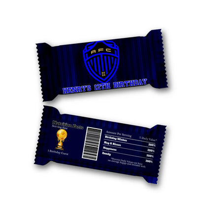 Auckland FC Rice Krispies and candy bar labels with coordinated football theme